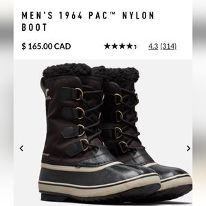 Sorel 1964 Pac nylon waterproof  winter boots,Rated - 32 Celsius,Men's 8